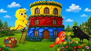 चिड़िया का तीन मंज़िला फूल Flowers घर |tuntuni chidiya cartoon story| tony ranu cartoon hindi cartoons