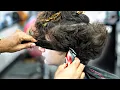 HAIRCUT TUTORIAL FLARED OUT CURLY TOP MID TAPER