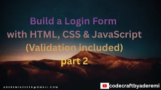 Build a Responsive Login Form Using HTML CSS JavaScript Beginner Validation Tutorial - Part 2