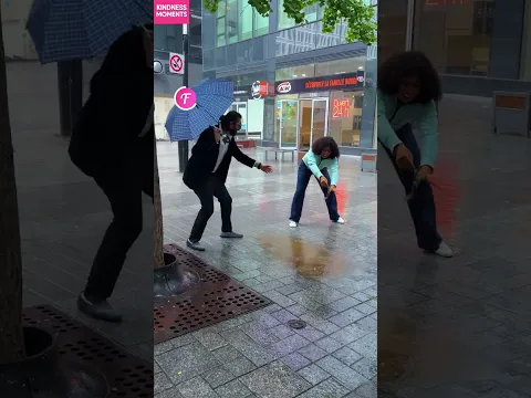 Kindness in the Rain ☔️: Coffee Spill Rescue Story #kindness #rainyday #shorts