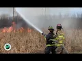 WATCH Large brush fire near RG E substation in Fairport