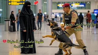 كان الكلب ينبح بجنون على امرأة حامل في مطار سعودي وبعد دقائق اكتشف الجميع الحقيقة الصادمة 