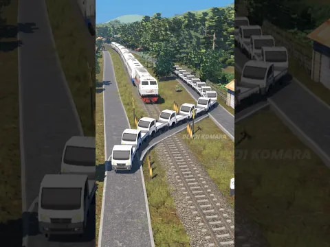 Kereta api diserobot rombongan mobil pickup