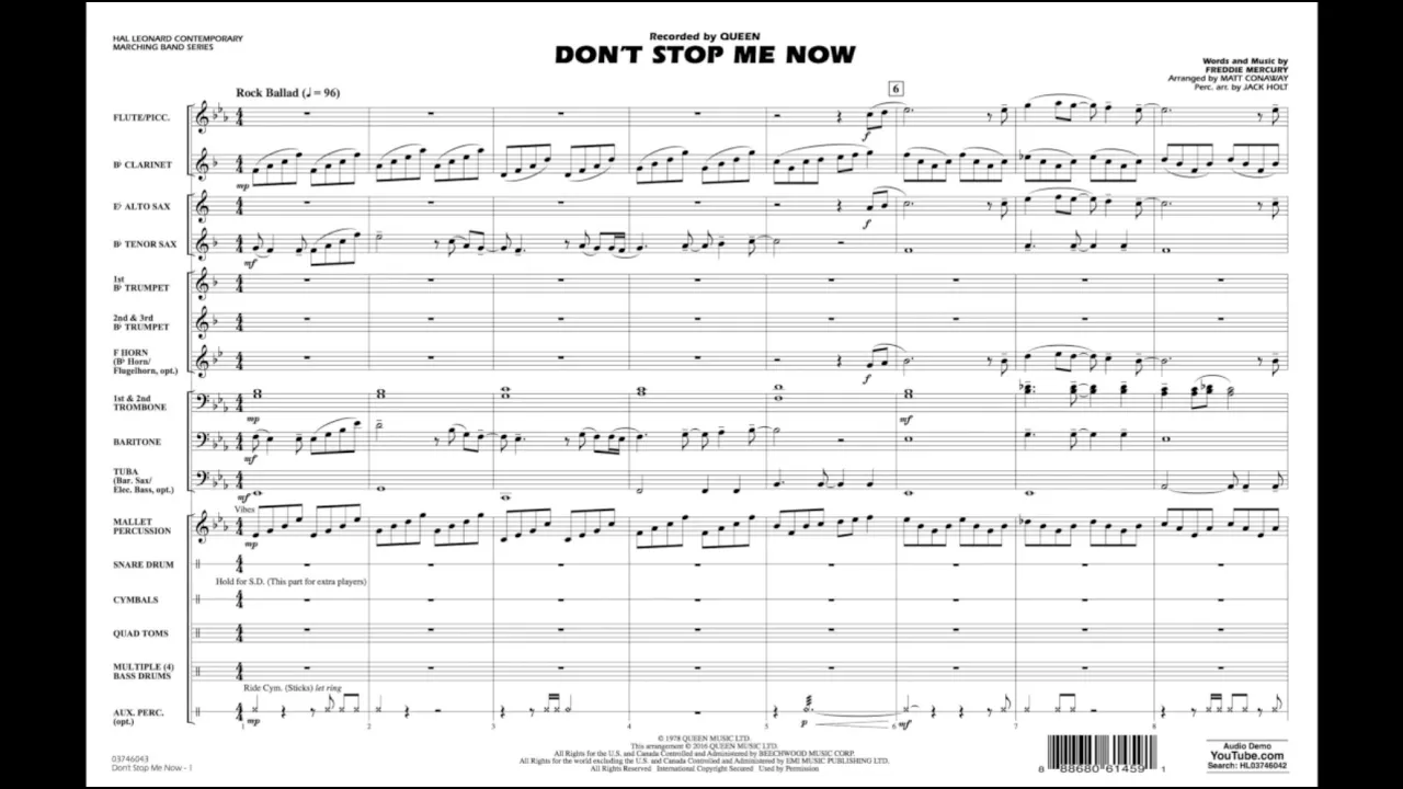 Don't Stop Me Now by Freddie Mercury/arr. Matt Conaway Don't Stop Me Now by Freddie Mercury/arr. Matt Conaway