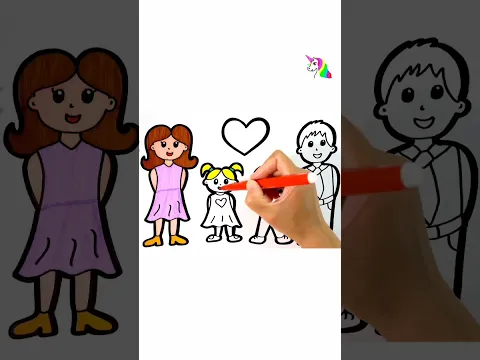 How to draw a happy family coloring pages for kid #art #coloring #drawing