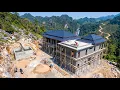 TIMELAPSE Building a 1000m Forest Villa for a Young Woman with Stone Bricks Cement