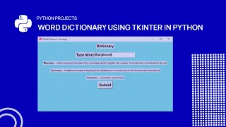 Word Dictionary using Tkinter in Python
