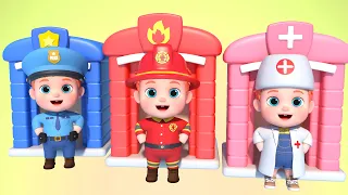 Jobs and Career Song | Fire Truck, Police Car, Ambulance for Kids | Leo Nursery Rhymes & Kids Songs