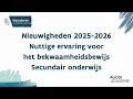 Lagu Nieuwigheden 2025 - 2026: Nuttige ervaring voor het bekwaamheidsbewijs - Secundair onderwijs