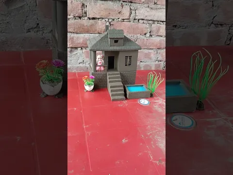 Miniature mud house Design 🏠 || #clayhouse #mudhouse #craft
