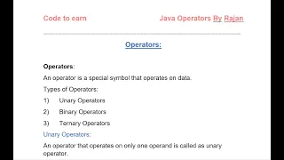 3 Operators in java Types of Operators in Java in Hindi