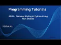 Programming Tutorials Terminal Styling in Python Using Rich Module