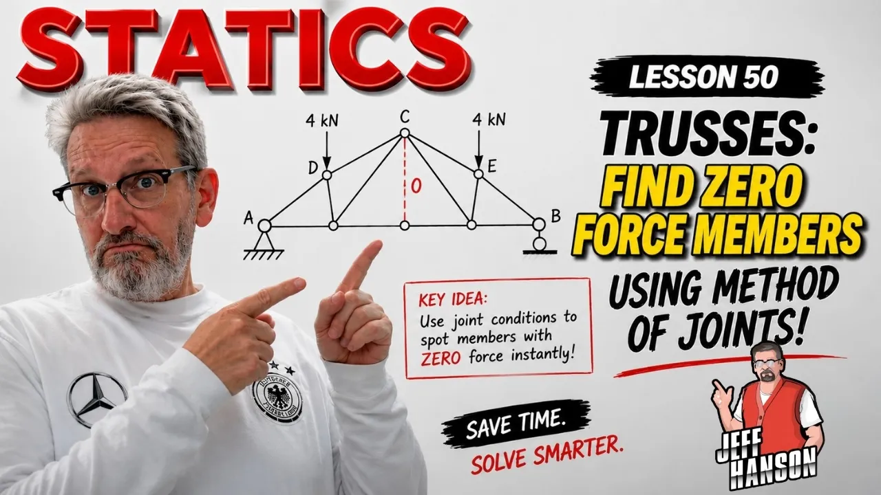 Statics: Lesson 50 - Trusses, How to Find a Zero Force Member, Method of Joints