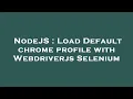 NodeJS Load Default chrome profile with Webdriverjs Selenium