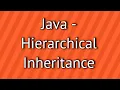 Java Hierarichal Inheritance