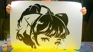 Step-by-Step Anime Girl Stencil Art That Pops