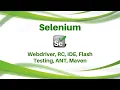 Selenium Day 1 Training Java Selenium Webdriver Selenium RC IDE Flash Testing ANT Maven