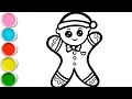 Gingerbread Drawing Coloring and Painting for Kid s Toddlers How to Draw Gingerbread Drawing