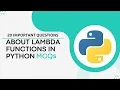 Python Lambda functions MCQs Top 20 Python Lambda functions Questions and Answers Tpoint Tech