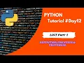 Python Tutorial Day12 LIST PART-1 Python for beginners Code With Subbu