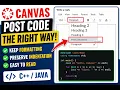 How to Post C and Java Code in Canvas Discussions Proper Formatting Guide