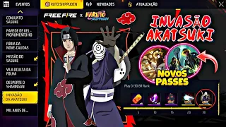 CORREE!! NOVAS SKINS DA AKATSUKI, EVENTOS 2025, PEGUE O PUNHO? PASSE ABRIL, MAIO NOVIDADES FREE FIRE