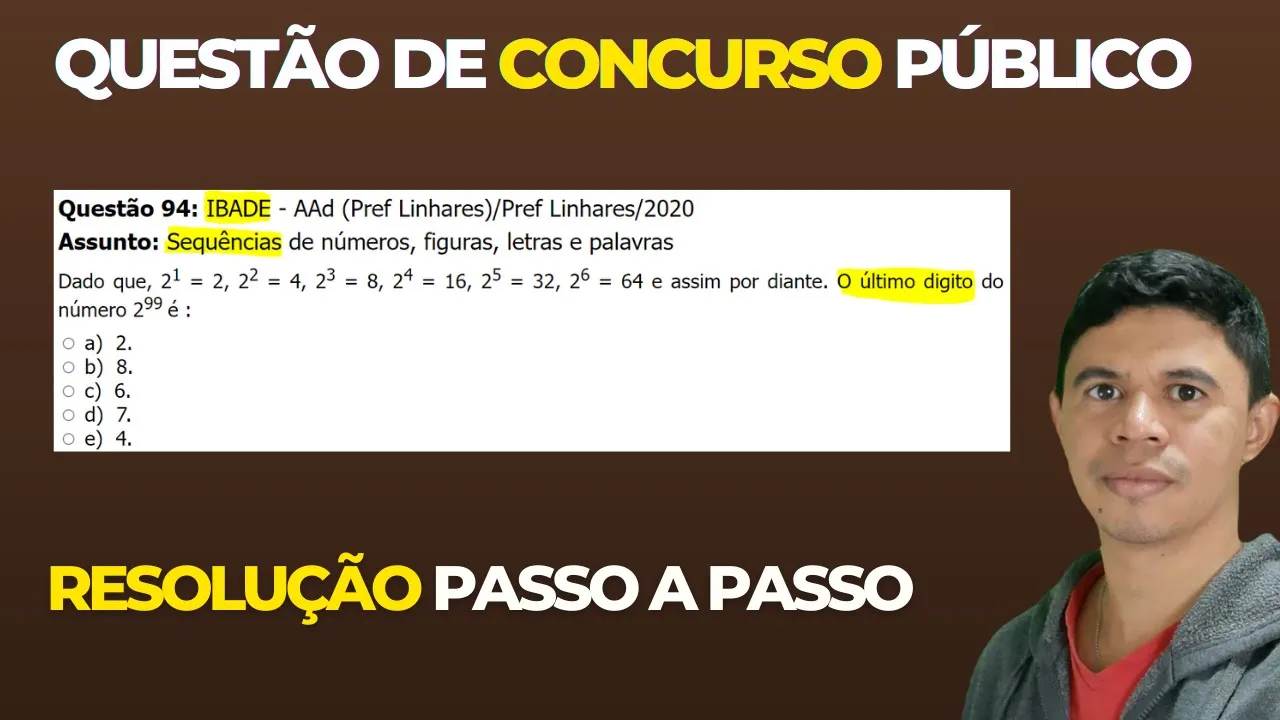 🧑‍🏫Questão 94 BANCA #IBADE 📚  Sequência Numérica♟️ Raciocínio Lógico para #concursos