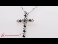 Round Black Diamond Cross Religious Pendant In White Gold-FDRPD203