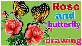 rose flower drawing rose and butterfly rose easy drawing