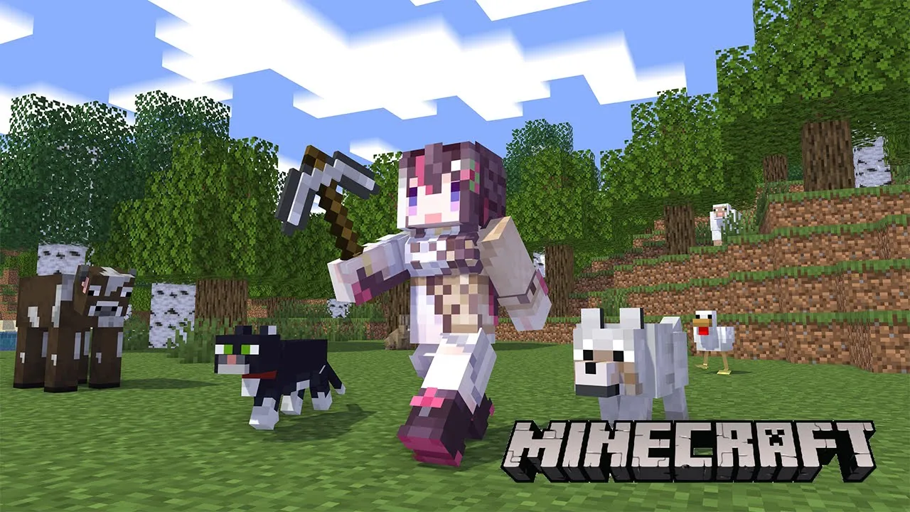 【Minecraft】川で遊んで魚を捕まえて皆でBBQ【ホロライブ / AZKi】