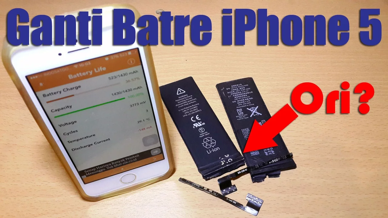 Cara ganti baterai iphone 5s. 