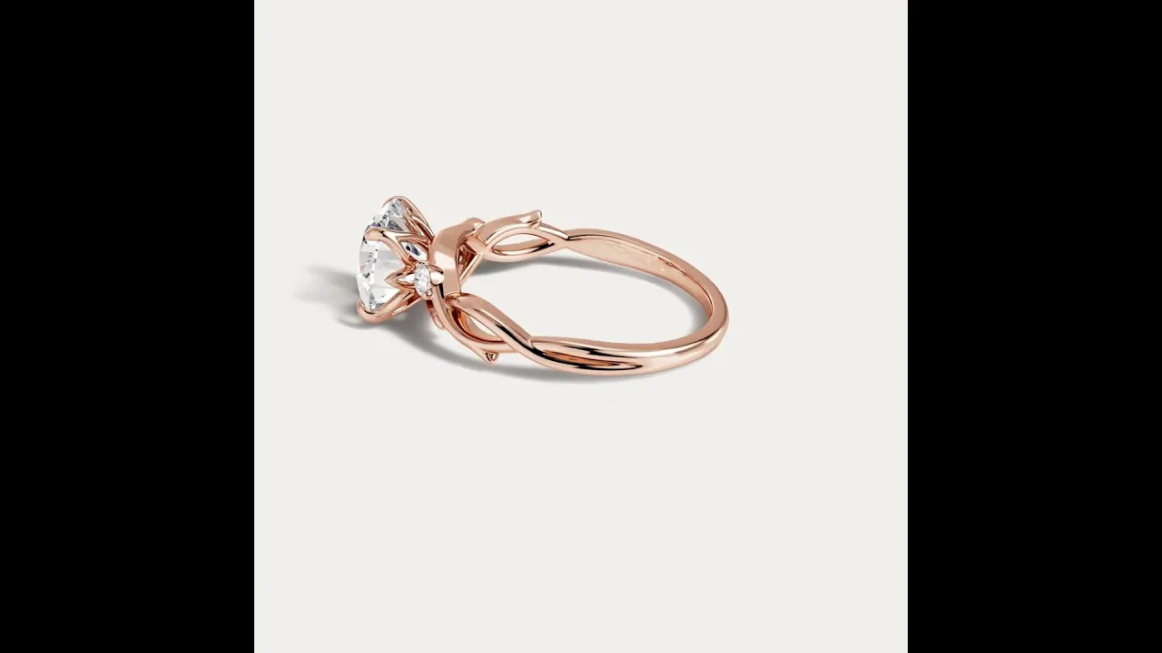 Elinor丨Round Cut Lab Diamond Intertwined Accent Engagement Ring