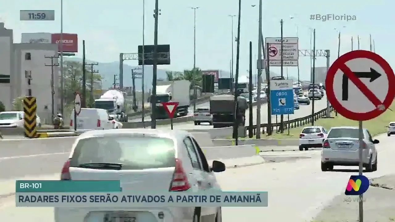 Radares fixos são instalados na BR-101, na Grande Florianópolis, nesta sexta-feira
