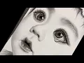 Learn to draw Hyper Realistic Baby Lips and Eyes Step by step Charcoal Pencil - How to Draw