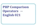PHP Comparison Operators - english-vlr training