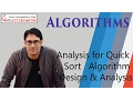 Time Complexity Analysis for Quick Sort Algorithm Design Analysis