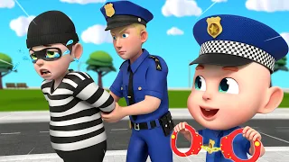 OH NO! Police Lost the Handcuffs! 👮 | Catch The Thief | Police Song | Rosoo Nursery Rhymes