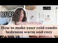 Cold Condo Bedroom Gets A Cozy Makeover Small condo bedroom ideas