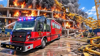 Crane COLLAPSE TRAPS Construction Workers in EXPLOSIVE Fire in Firefighter Simulator Ignite