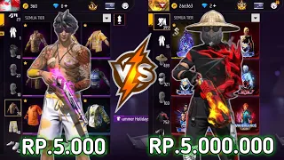 REVIEW AKUN FF SEHARGA 5.000 VS 5.000.000 ‼