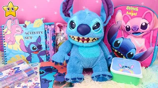 STITCH va a la ESCUELA 💙📚 MATERIAL ESCOLAR y LONCHERA para su Primer Día de Colegio | Juguetes