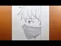 Como dibujar un chico de anime genial con mascara Tutorial facil de dibujo a lapiz