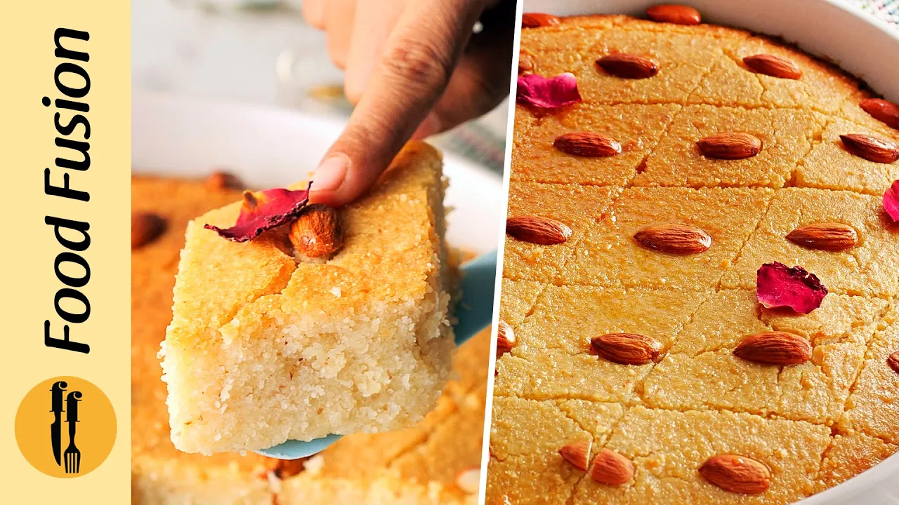 Basbousa Cake with Almonds & Coconut Recipe Food Fusion