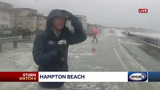 Historic Flooding Hits Hampton Beach NH Liveshots