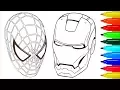 Spiderman Iron Man Coloring Pages Colouring Pages for Kids with Colored Markers