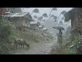 Download Lagu A MOUNTAIN VILLAGE WITH HEAVY RAINFALL FALLING FROM THE 7TH HEAVEN. RAIN WALK