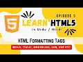 HTML Formatting Tags Bold Italic Underline Sub Superscript Full Course EP 05 Urdu Hindi