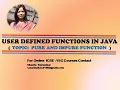 USER DEFINED FUNCTIONS TOPIC PURE AND IMPURE FUNCTION - SHIKSHA