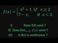 3 Step Continuity Test Discontinuity Piecewise Functions Limits Calculus