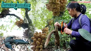 สาวดอย ล่านกและกระรอกในป่า Amazing hunting the bird and squirrel